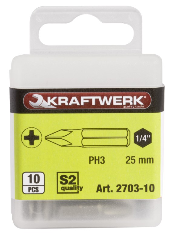 BIT 1/4" PHILLIPS 25 MM NR. 3, 10 PCS.