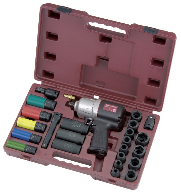 KIT DE MÁQUINA IMPACTO PNEUMÁTICA 1/2" + CHAVES CAIXA 24PCS